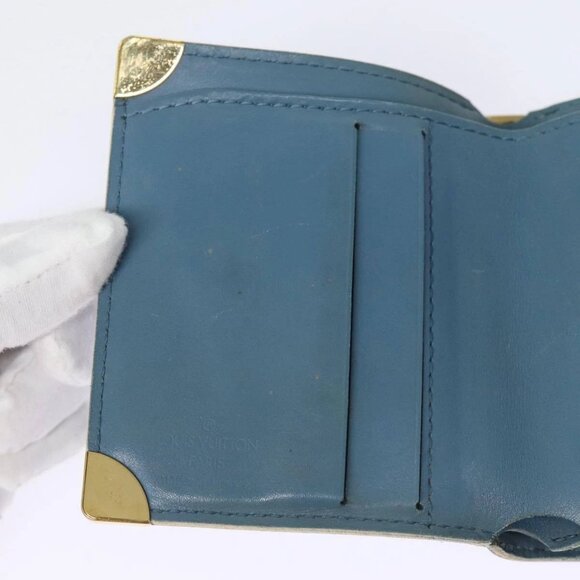 LOUIS VUITTON Suhari Compact Zip Wallet Leather Blue - Picture 7 of 15